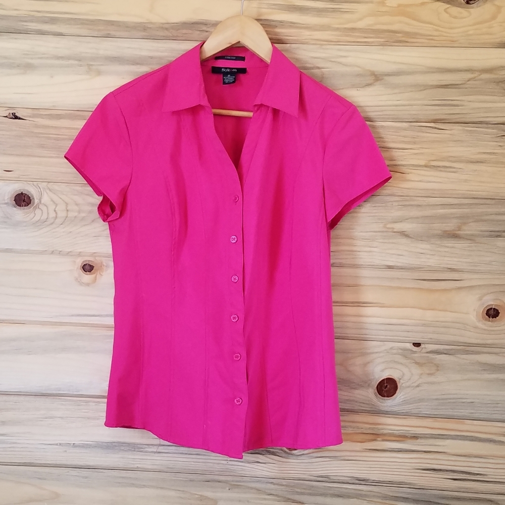 Style & Co. Button Down Blouse-hot pink sz12